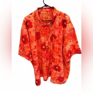 Retro Rifle Tropical Fields Button Down Shirt Orange Size 4XL